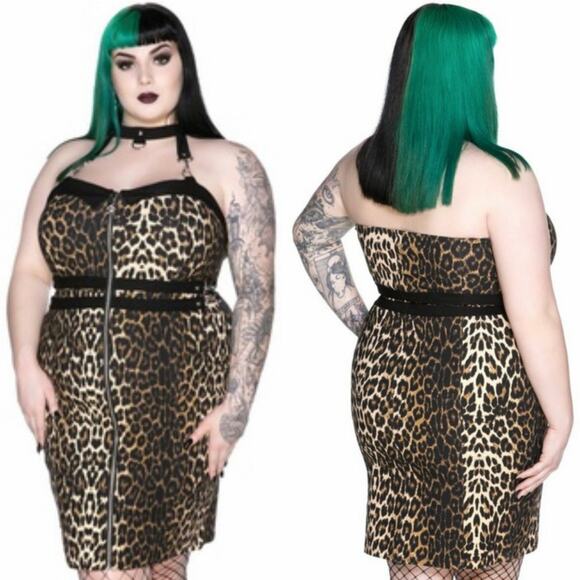 Killstar Leopard Dress Man Eater Bondage - Picture 16 of 16